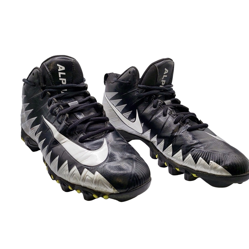 Nike Alpha Fastflex Menace Shark Football Cleats Black/Gray/Yellow Men's So 10.5